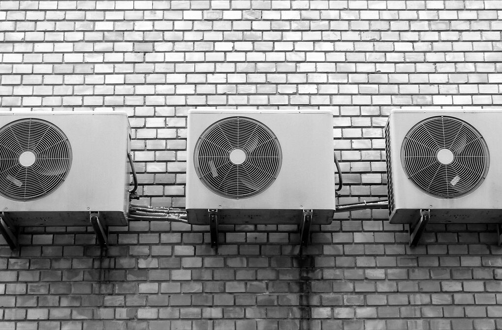 wall, fan, air conditioner, box, metal, building, brick wall, cooling, air conditioner, air conditioner, air conditioner, air conditioner, air conditioner